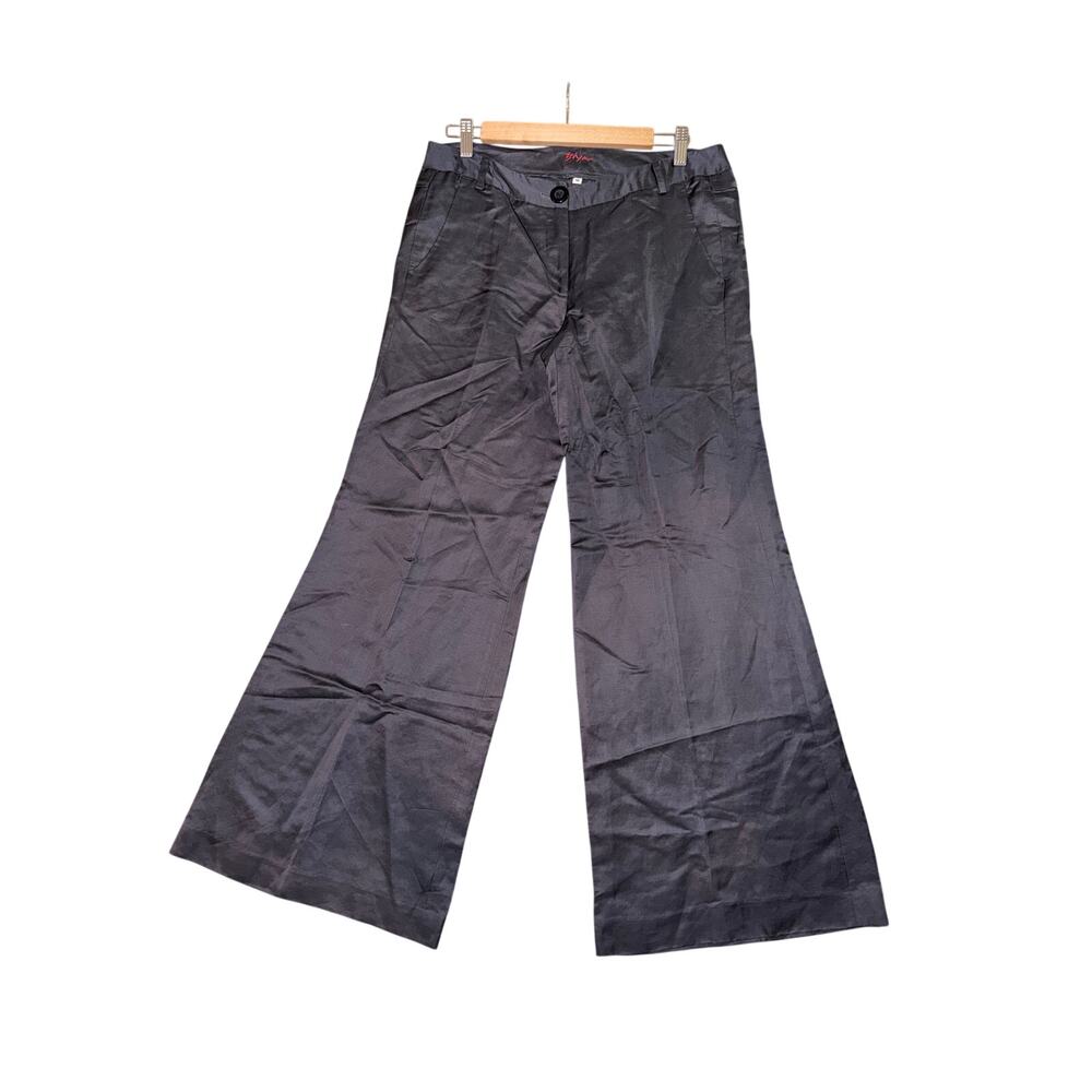 Biya Johnny was black wide leg trousers dress pants rayon linen blend size 10